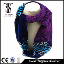 Novo estilo da forma da chegada lenço muçulmano da senhora scarf da infinidade três cor que stiching duas combinações não com tassel